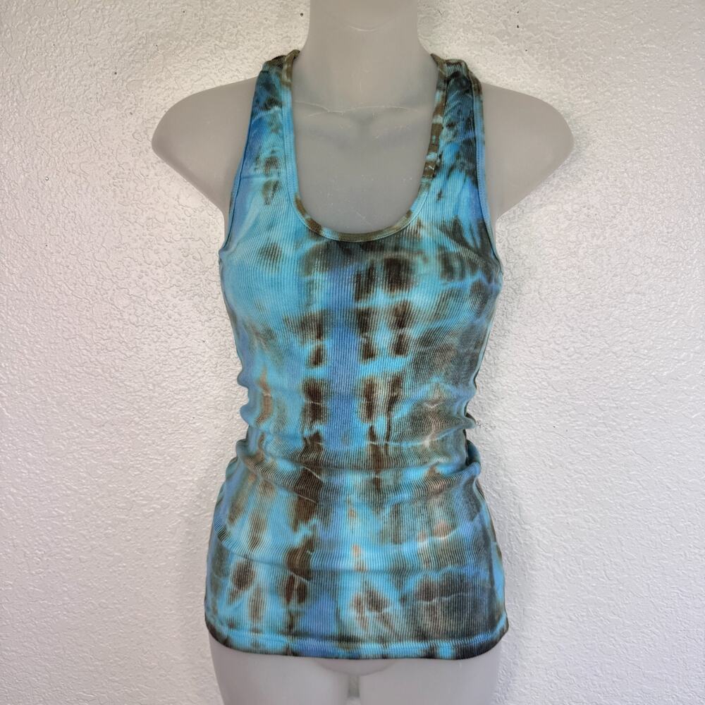 Hard Tail Forever Y2K Tank Top Womens Small Tie Dye Ribbed Cotton USA Vintage